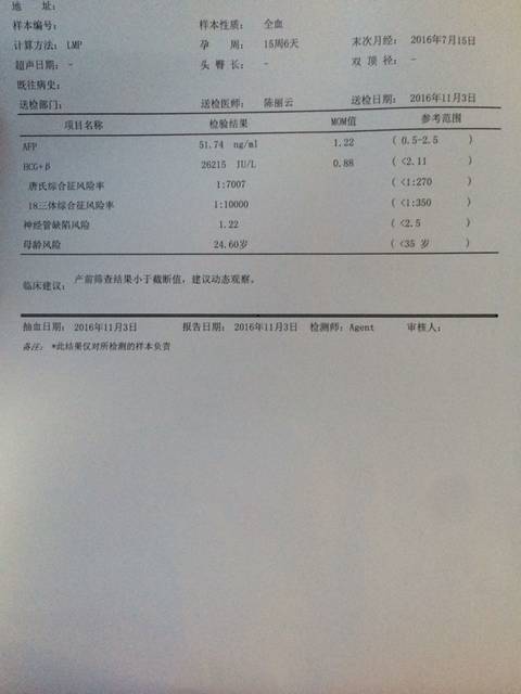 宝妈们的唐筛报告是怎样的?为何我的没有21三