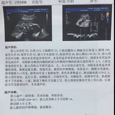 各位宝妈,大排畸检查的四维彩超单上,说宝宝偏