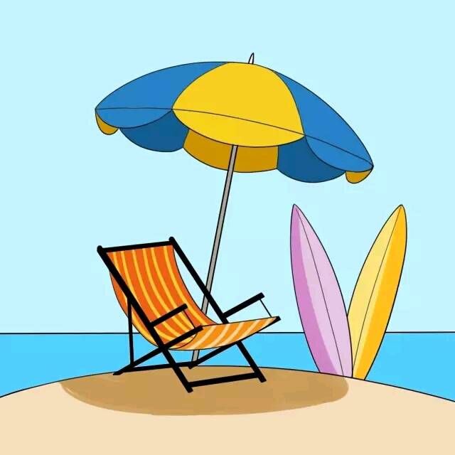 简笔画:在这最舒服的季节,画一幅沙滩度假画吧